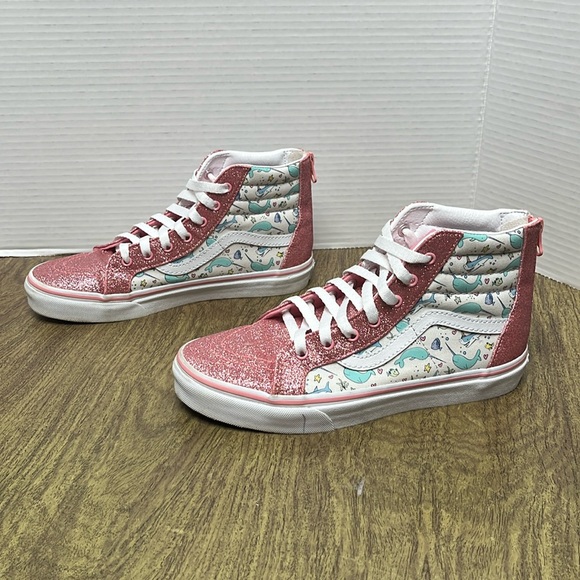 Vans Sk8-Hi Narwhal Shark Party Hi Tops Pink Glitter Sneakers Size 5.5 - Picture 6 of 16